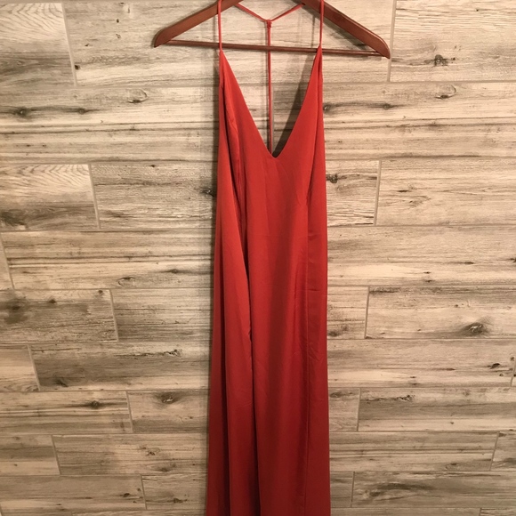 by the way Rust Red Satin Maxi Dress NWT Sz Small - Picture 2 of 8